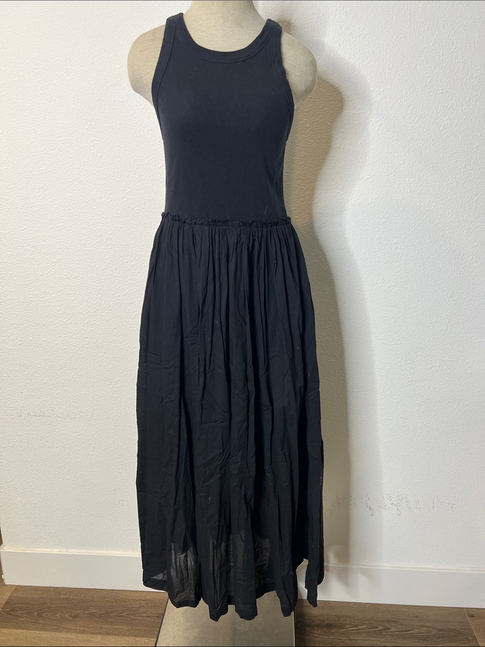 Sundance Easy Travel Mixed Media Black Sleeveless Maxi Dress